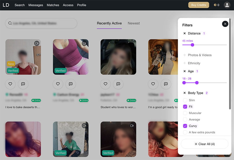 luxurydate search filters