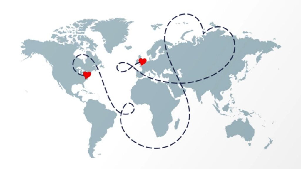 map with love destination