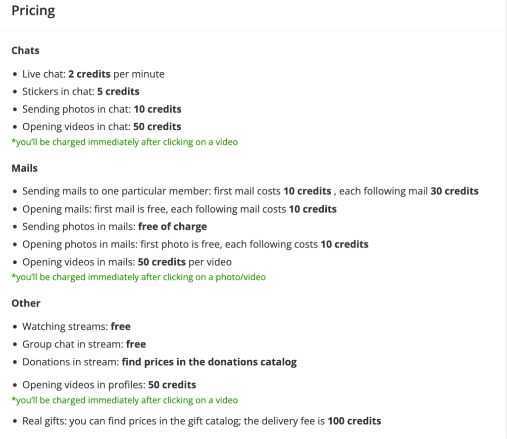 Paid services PlaceToChat