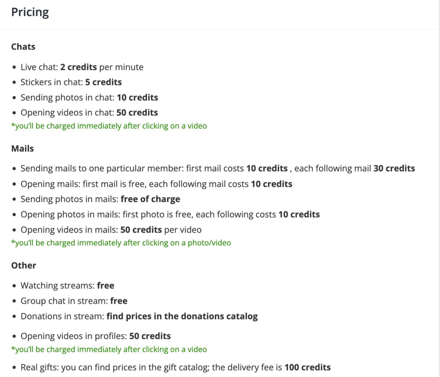 Paid features Funchatt