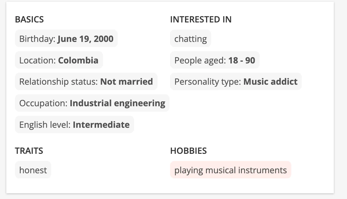 basic details of Funchatt profile