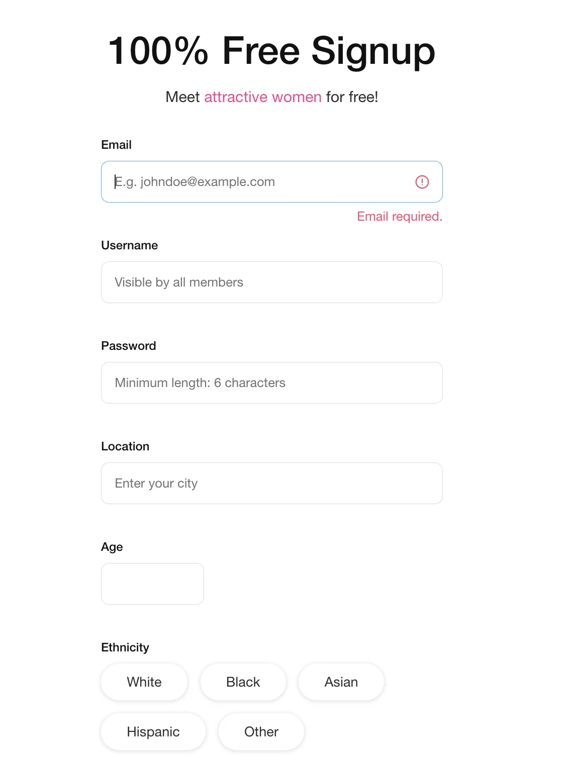 Signing up at Secret Benefits