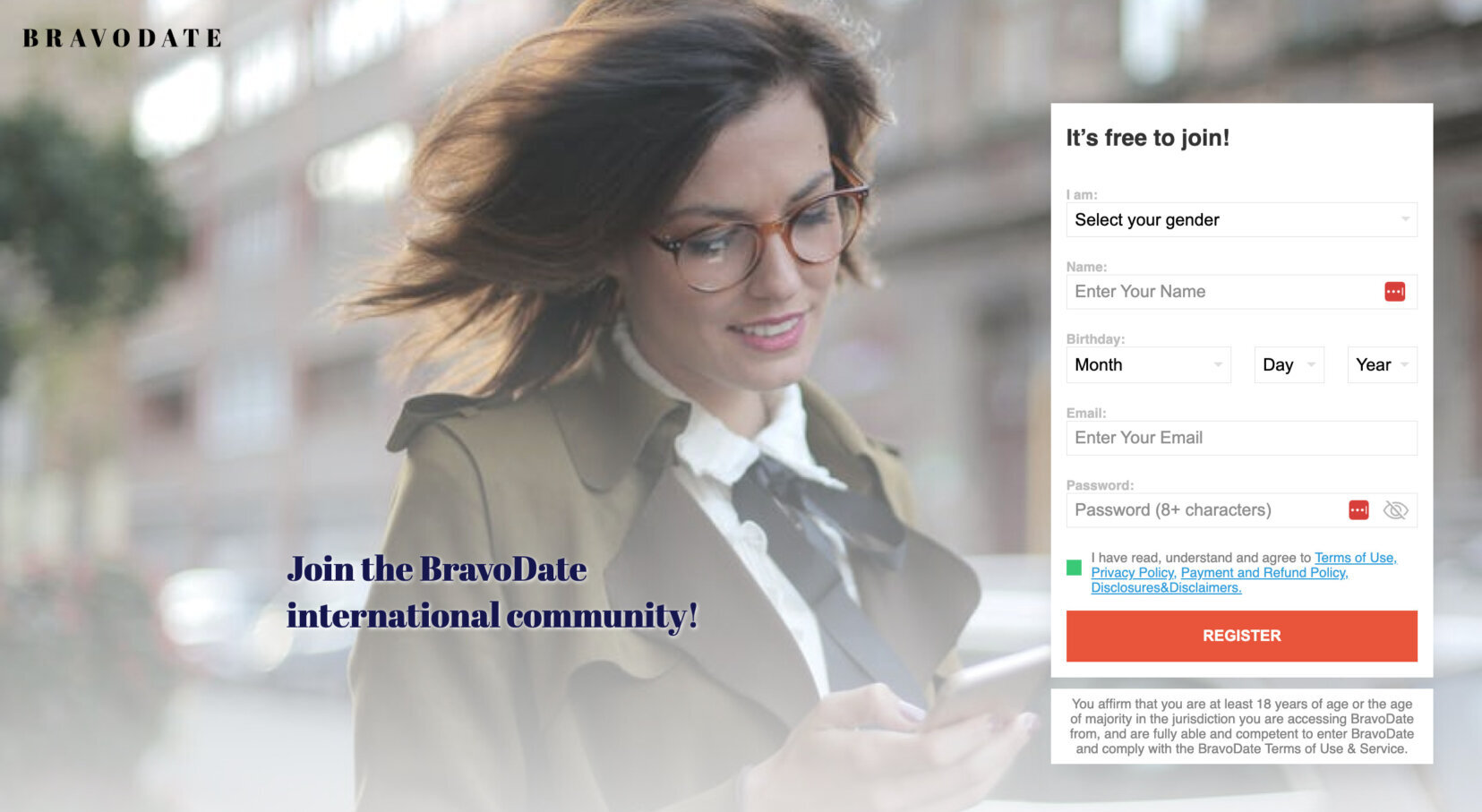 Signing up for BravoDate