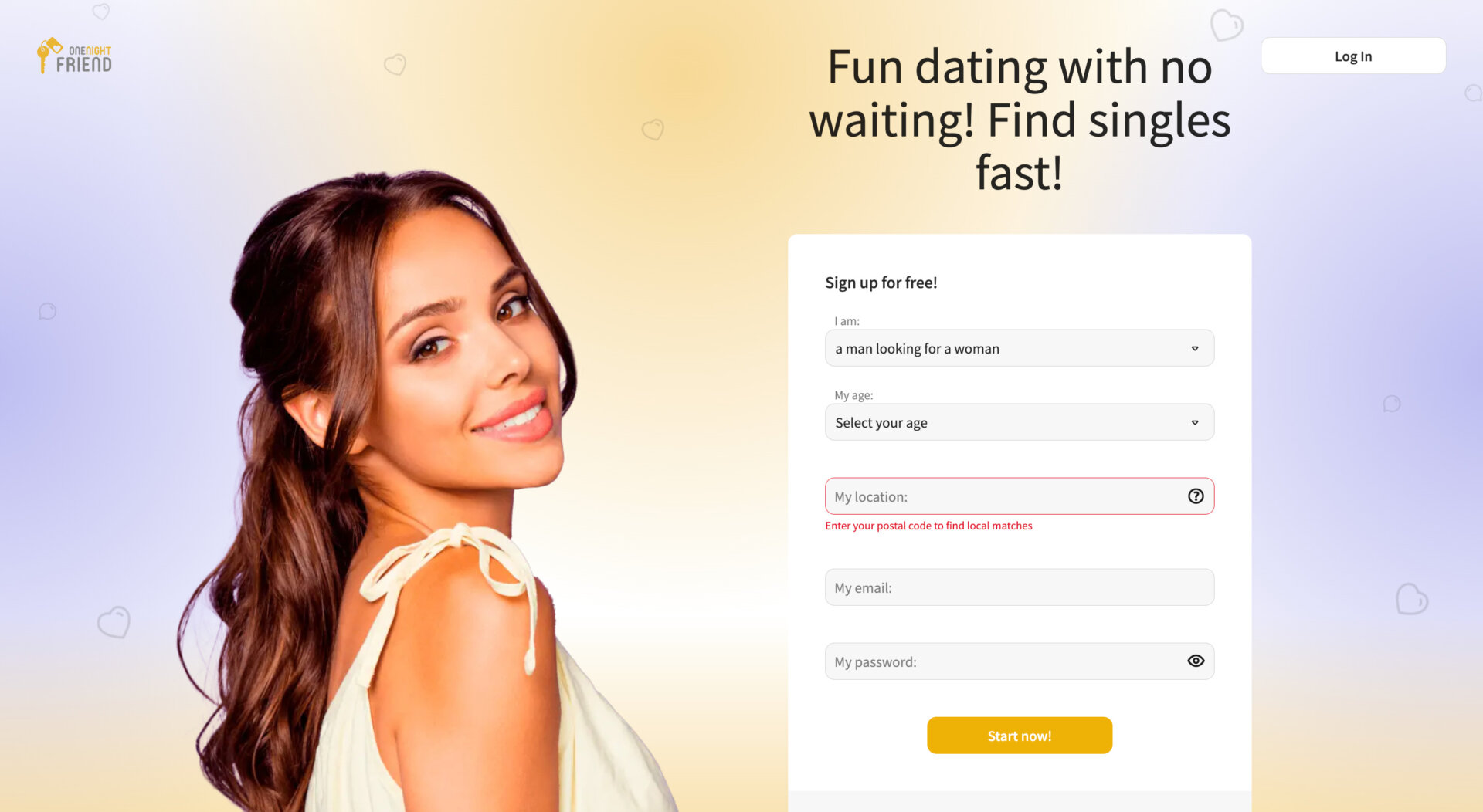 OneNightFriend website for one night stand